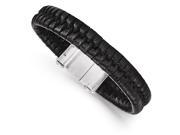 Chisel Stainless Steel Brushed Black Leather Bracelet