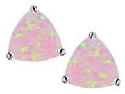 Star K Trillion 7mm Pink Created Opal Earrings Studs in Sterling Silver