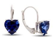 7x7mm Heart Shaped Created Sapphire Lever back Earrings in 14 kt White Gold