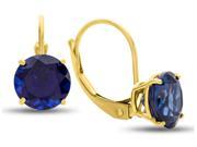 7x7mm Round Created Sapphire Lever back Earrings in 14 kt Yellow Gold