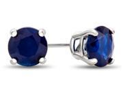 4.5mm Round Sapphire Post With Friction Back Stud Earrings in 14 kt White Gold
