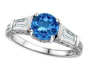 Star K Round 7mm Simulated Blue Topaz Engagement Ring in Sterling Silver Size 8