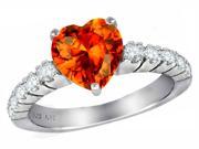Star K 8mm Heart Shape Simulated Orange Mexican Fire Opal Ring in Sterling Silver Size 8