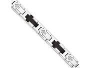 Chisel Stainless Steel Polished Black Ip plated with Cz Cross Bracelet