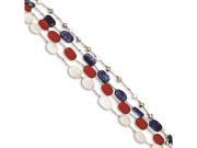 Sterling Silver Red Coral multi Crystal white Jade lapis 1in Ext. Bracelet