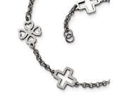 Chisel Stainless Steel Cross and Clovers Bracelet