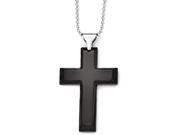 Chisel Stainless Steel Polished Black Ip plated Cross Necklace