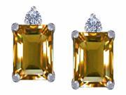 Star K 8x6mm Emerald Octagon Cut Simulated Imperial Yellow Topaz Earrings Studs in Sterling Silver