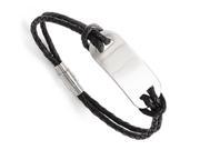 Chisel Stainless Steel Polished Id and Black Woven Leather Bracelet