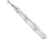 Chisel Stainless Steel 4 Strand Pink Fw Cultured Pearl Bracelet