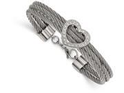 Chisel Stainless Steel Polished Heart W Cz Bracelet