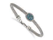 Chisel Stainless Steel Polished and Textured Blue Crystal Bracelet