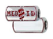 Zable Engravable Medical ID Bead Charm in Sterling Silver