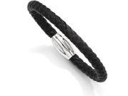 Chisel Stainless Steel Black Leather 8.5in Bracelet