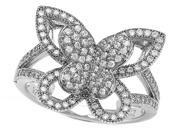 Zoe R Sterling Silver Micro Pave Hand Set Cubic Zirconia CZ Butterfly Ring Size 5