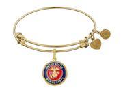 Angelica Collection Brass with Yellow Finish Enamel U.S. Marine Corps Round Expandable Bangle