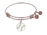 Angelica Collection Non antique Pink Stipple Finish Brass with Enamel baseball Expandable Bangle