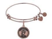Angelica Collection Brass with Pink Finish Proud Daughter U.S. Marine Corps Round Expandable Bangle