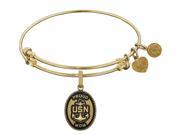 Angelica Collection Brass with Yellow Finish Proud Mom U.S. Navy Oval Expandable Bangle