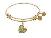 Angelica Collection Antique Yellow Stipple Finish Brass daughter Heart Expandable Bangle Complementing GEL1004