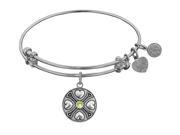 Angelica Collection Antique White Finish Brass August Simulated Peridot Expandable Bangle