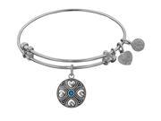 Angelica Collection Antique White Finish Brass September Simulated Sapphire Expandable Bangle