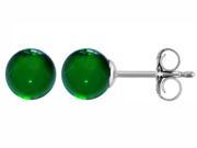 Star K Round Simulated Emerald 7mm Ball Earring Studs in Sterling Silver