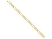 9 Inch 14k 7mm Flat Figaro Chain Ankle Bracelet Smaller Ankles in 14 kt Yellow Gold
