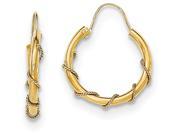14k Gold Polished Textured Twisted Hoop Earrings