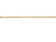 6 Inch 14k 1.5mm bright cut Extra light Rope Chain Bracelet in 14 kt Yellow Gold