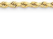 8 Inch 14k 3.5mm bright cut Rope with Lobster Clasp Chain Bracelet in 14 kt Yellow Gold