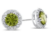 6x6mm Round Peridot Post With Friction Back Earrings in 10 kt White Gold
