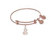 Brass with Pink Finish Charm Initial S On Pink Angelica Tween Bangle