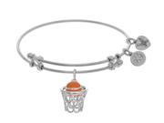 Brass with White Basketball Enamel Charm On White Angelica Collection Bangle