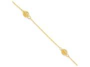 10 Inch 14k Bead with 1in Ext Anklet in 14 kt Yellow Gold