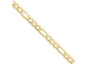 7 Inch 14k 4.75mm Semi solid Figaro Chain Bracelet in 14 kt Yellow Gold