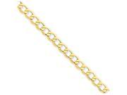 8 Inch 14k 6.0mm Semi solid Curb Link Chain Bracelet in 14 kt Yellow Gold