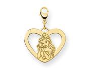 Disney Belle Heart Lobster Clasp Charm in Gold Plated Silver