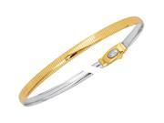 14kt Yellow and White Gold 7 Inch Diamond Cut Reversible Omega Bracelet with Box Catch in Two Tone Gold