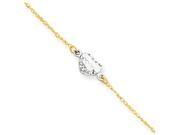10 Inch 14k Two tone Puff Heart 9in with 1in Ext Anklet in 14 kt Two Tone Gold