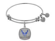 Angelica Collection Brass with White Finish U.S. Air Force Enamel Symbol Expandable Bangle