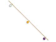 9 Inch 14k 9 Inch Multi colored Gemstone Anklet Smaller Ankles in 14 kt Yellow Gold
