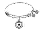 Angelica Collection Non antique White Stipple Finish Brass with Enamel soccer Mom Expandable Bangle