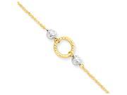 10 Inch 14k Two tone Circle and Bead 9in with 1in Ext Anklet in 14 kt Two Tone Gold