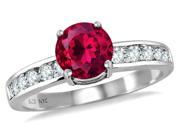 Star K Round 7mm Created Ruby Ring in Sterling Silver Size 6