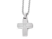 Chisel Stainless Steel Polished and Brushed Cz Cross Necklace