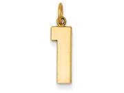 14ky Casted Medium Polished Number 1 Charm in 14 kt Yellow Gold