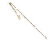 9 Inch 14k Two tone Ropa Mirror Bead W 1in Ext Anklet in 14 kt Yellow Gold