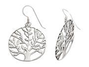 Polished Tree in Circle Sterling Silver Earrings