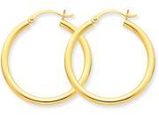 14k Polished 2.5mm Round Hoop Earrings in 14 kt Yellow Gold